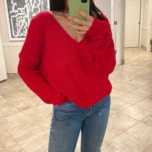 Red V Neck Sweater